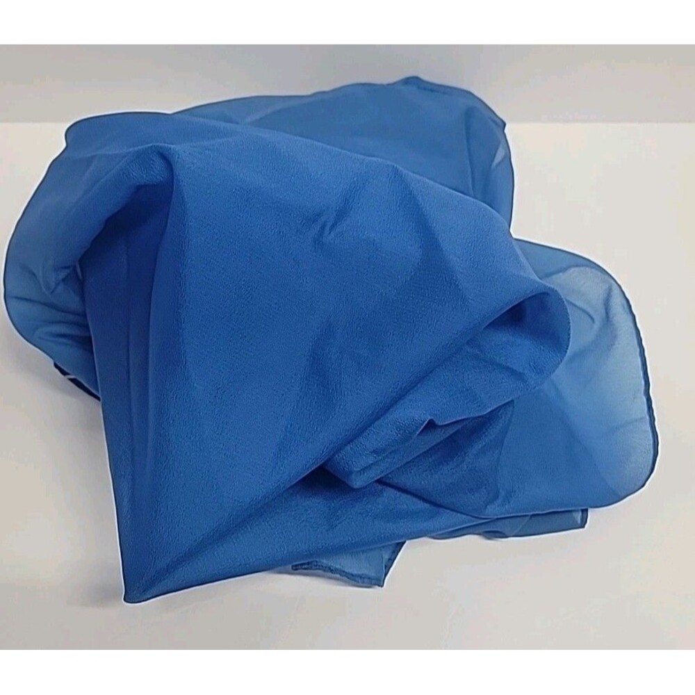 Vintage 1950s Blue Nylon Scarf Wrap Made In Japan 26"x26"
